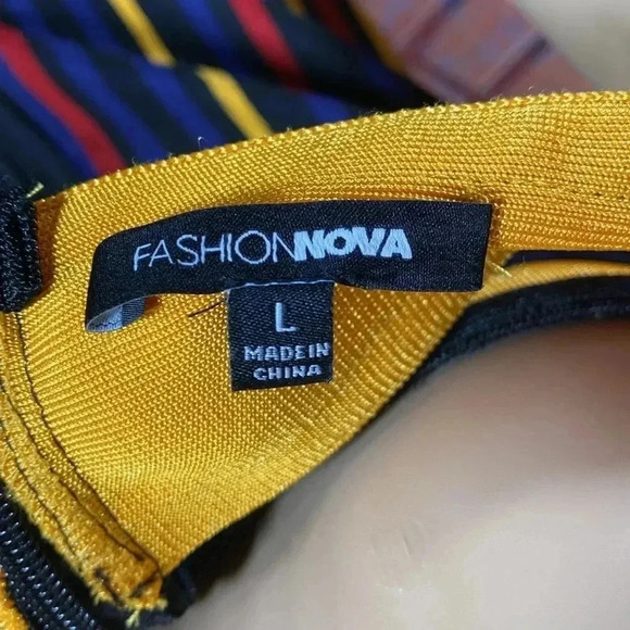 Fashion Nova Dress Midi Small Multicolor Large Open Back Stripe - Picture 8 of 8